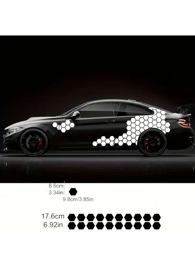 ملصقات سيارات سوداء بشبكة سداسية 20 قطعة DIY إبداعية لتصميم خلية النحل الجانبي والخلفي - Image 5